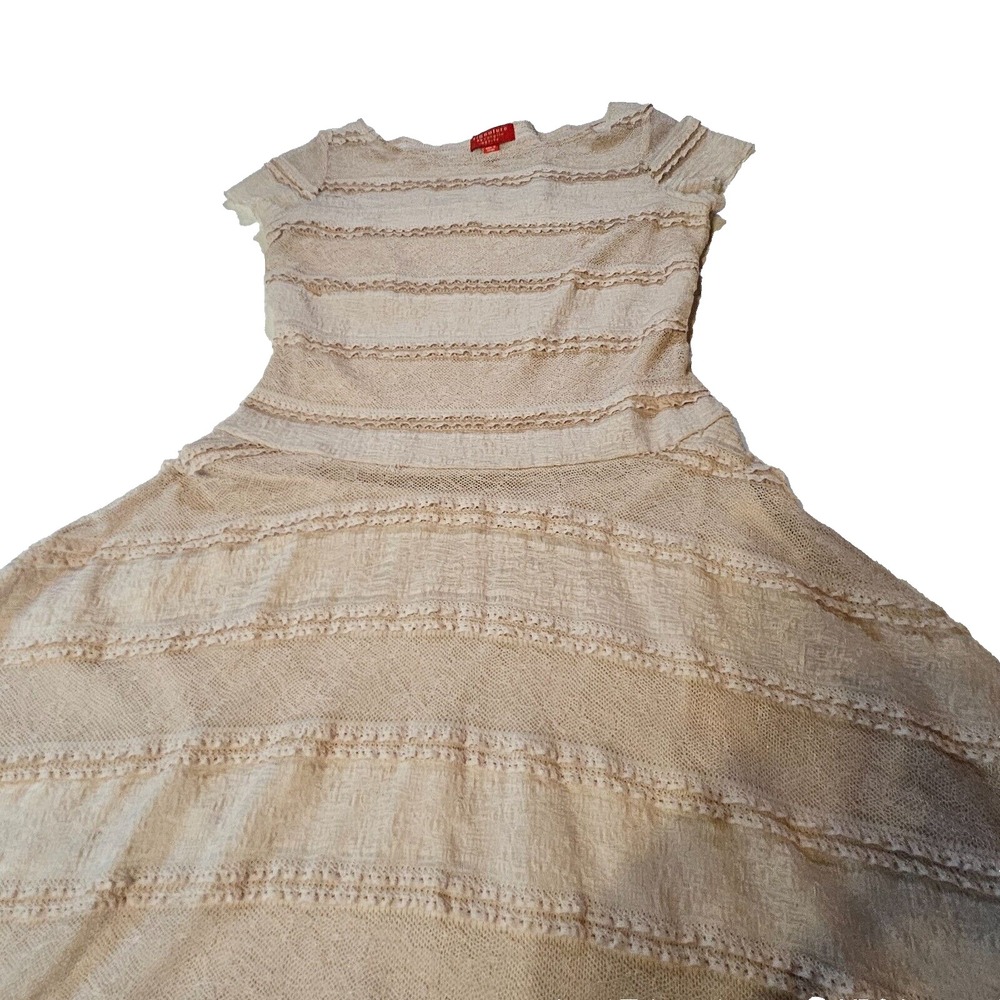 Signature By Sangria Petite Beige Lace Midi Dress Asymmetric 2P Boho Casual